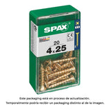 Pack De 5 Unidades - Caja 20 Unid. Tornillo Madera Cabeza Plana Yellox 4,0x25mm Spax