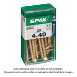 Pack De 5 Unidades - Caja 20 Unid. Tornillo Madera Cabeza Plana Yellox 4,0x40mm Spax