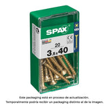 Pack De 5 Unidades - Caja 20 Unid. Tornillo Madera Spax Cabeza Plana Yellox 3,5x40mm Spax