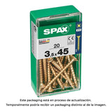 Pack De 5 Unidades - Caja 20 Unid. Tornillo Madera Spax Cabeza Plana Yellox 3,5x45mm Spax