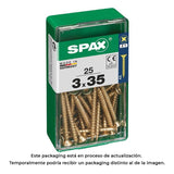 Pack De 5 Unidades - Caja 25 Unid. Tornillo Madera Spax Cabeza Plana Yellox 3,0x35mm Spax
