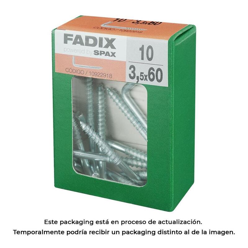 Pack De 5 Unidades - Caja M 10 Unid. Alcayata Roscada Cinc 3,5x60mm Fadix