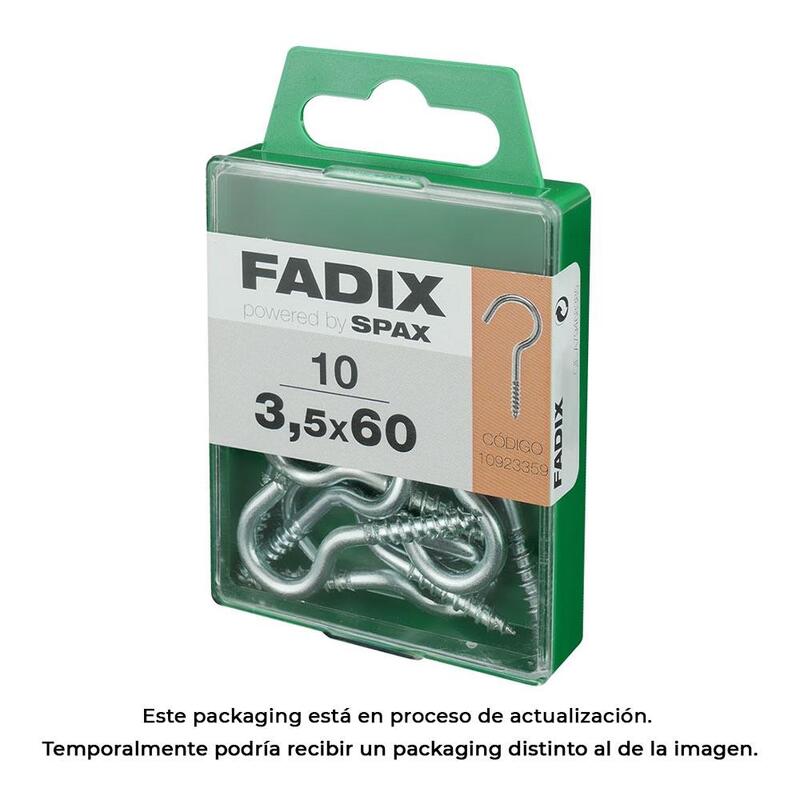 Pack De 5 Unidades - Caja M 10 Unid. Hembrilla Abierta Cinc 3,5x60mm Fadix