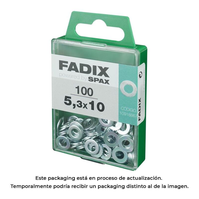 Pack De 5 Unidades - Caja M 100 Unid. Arandela Plana Cinc 5,3x10mm Fadix