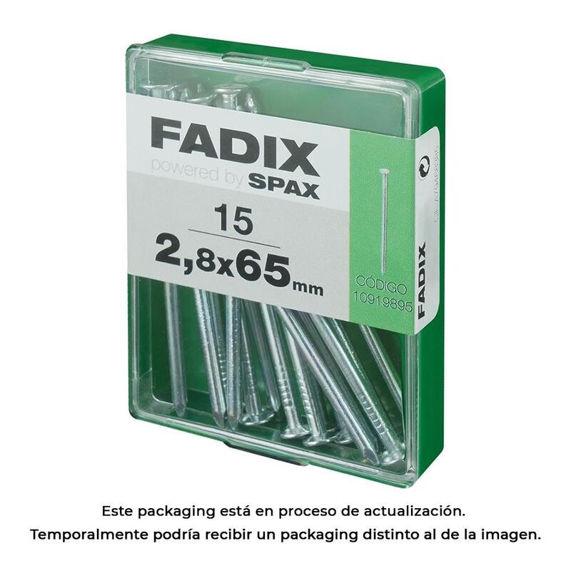 Pack De 5 Unidades - Caja M 15 Unid. Clavo Cp Acero 2,7x65mm Fadix