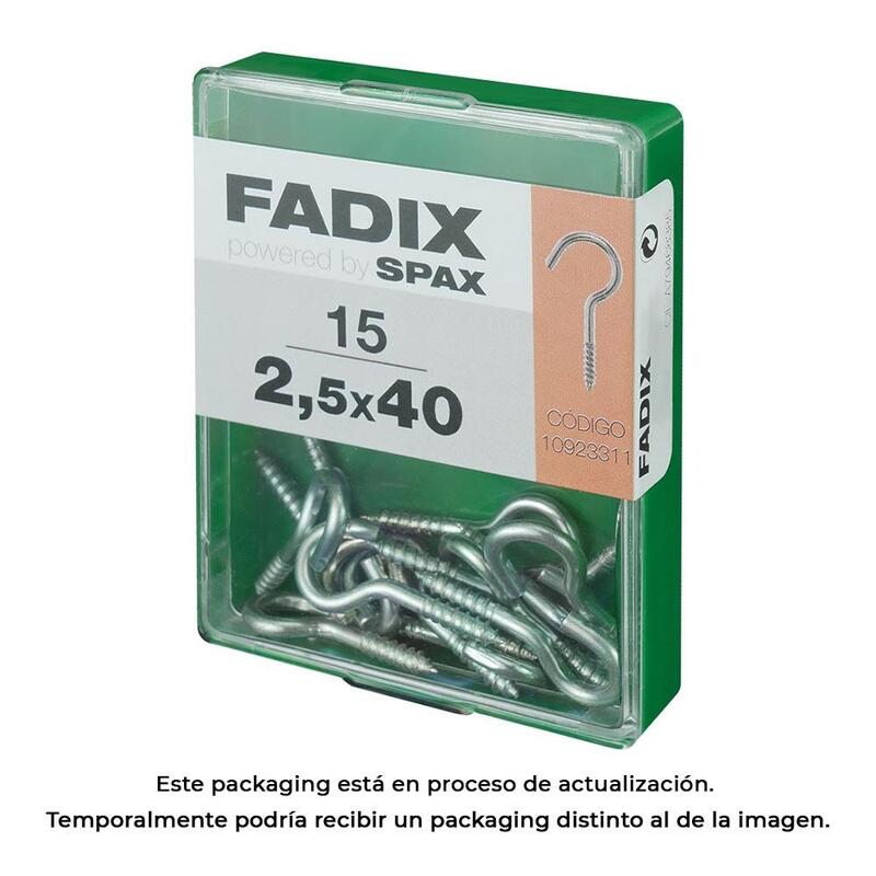 Pack De 5 Unidades - Caja M 15 Unid. Hembrilla Abierta Cinc 2,5x40mm Fadix