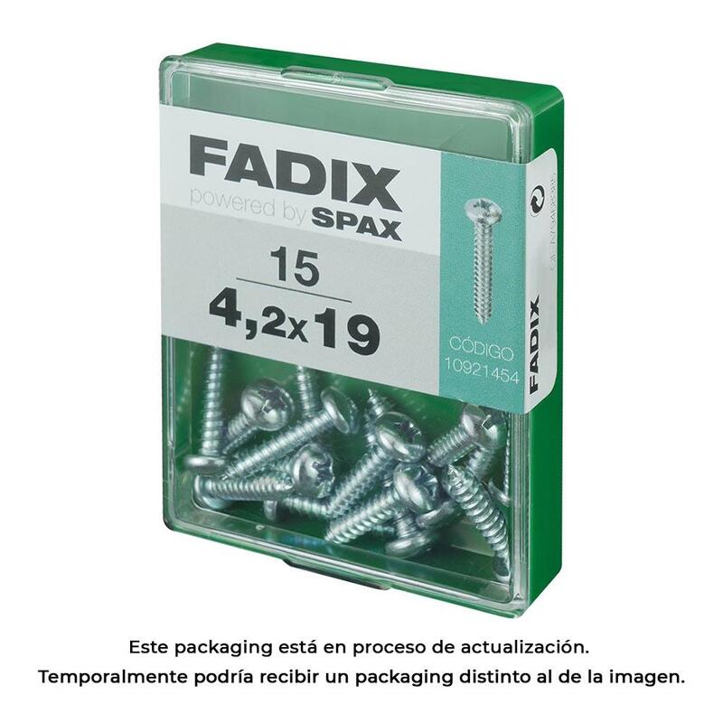 Pack De 5 Unidades - Caja M 15 Unid. Tornillo Rosca Chapa Cr Cinc 4,2x19mm Fadix