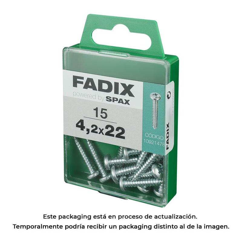 Pack De 5 Unidades - Caja M 15 Unid. Tornillo Rosca Chapa Cr Cinc 4,2x22mm Fadix