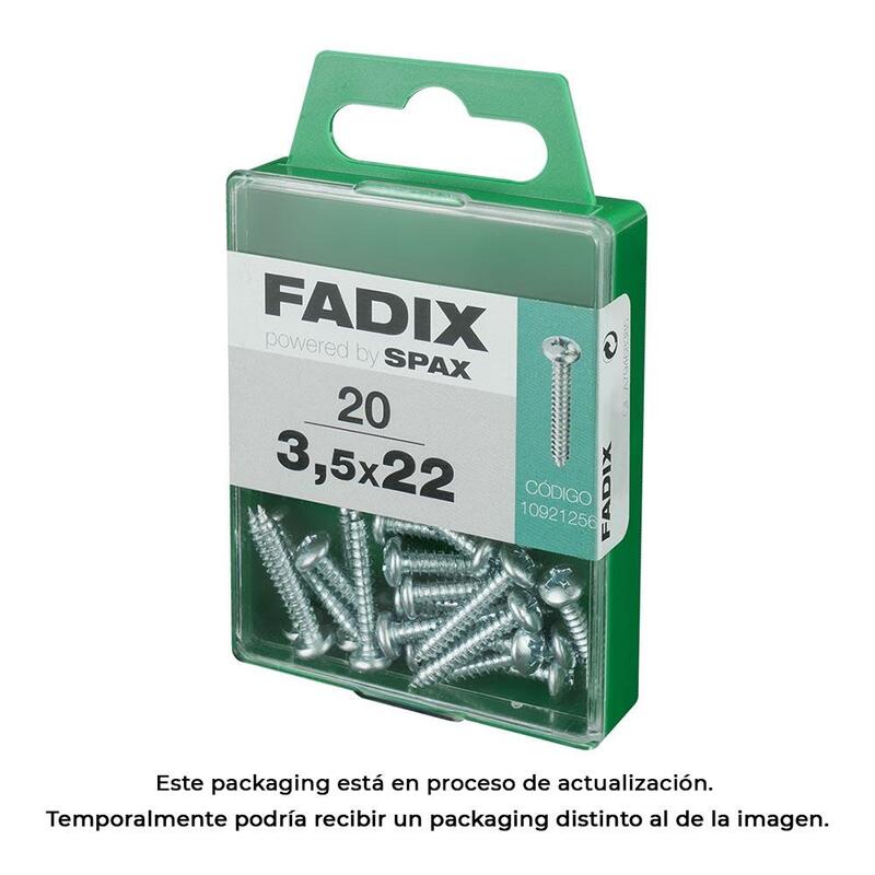 Pack De 5 Unidades - Caja M 20 Unid. Tornillo Rosca Chapa Cr Cinc 3,5x22mm Fadix