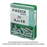 Pack De 5 Unidades - Caja M 20 Unid. Tornillo Rosca Chapa Cr Cinc 3,9x16mm Fadix