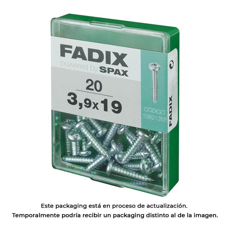 Pack De 5 Unidades - Caja M 20 Unid. Tornillo Rosca Chapa Cr Cinc 3,9x19mm Fadix