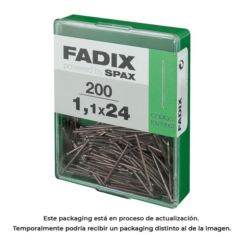 Pack De 5 Unidades - Caja M 200 Unid. Clavo Moldura Acero 1,1x24mm Fadix