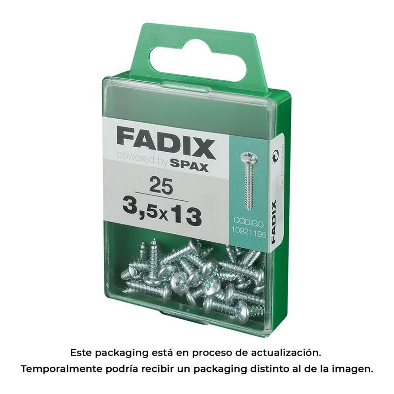 Pack De 5 Unidades - Caja M 25 Unid. Tornillo Rosca Chapa Cr Cinc 3,5x13mm Fadix