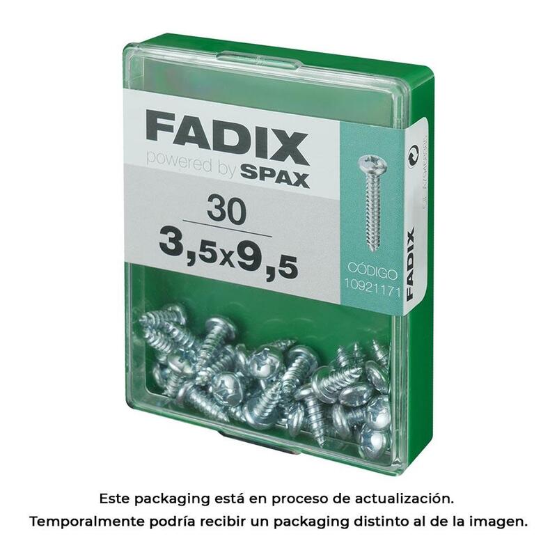 Pack De 5 Unidades - Caja M 30 Unid. Tornillo Rosca Chapa Cr Cinc 3,5x9,5mm Fadix