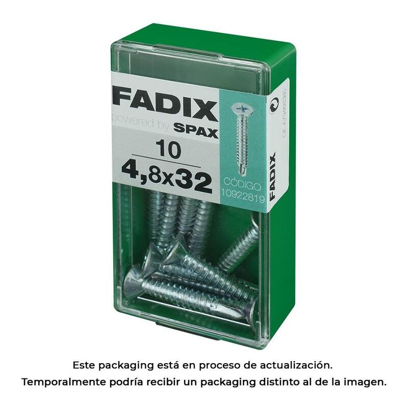 Pack De 5 Unidades - Caja S 10 Unid. Tornillo Rosca Chapa Cp Autot. Cinc 4,8x32mm Fadix