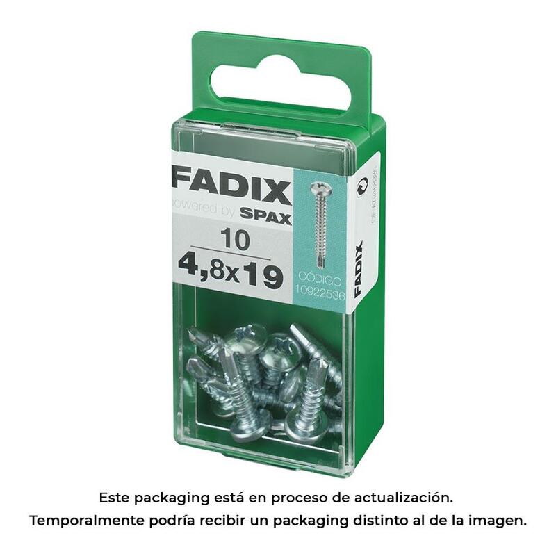Pack De 5 Unidades - Caja S 10 Unid. Tornillo Rosca Chapa Cr Autot. 4,8x19mm Fadix
