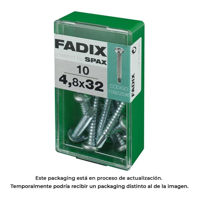 Pack De 5 Unidades - Caja S 10 Unid. Tornillo Rosca Chapa Cr Autot. 4,8x32mm Fadix