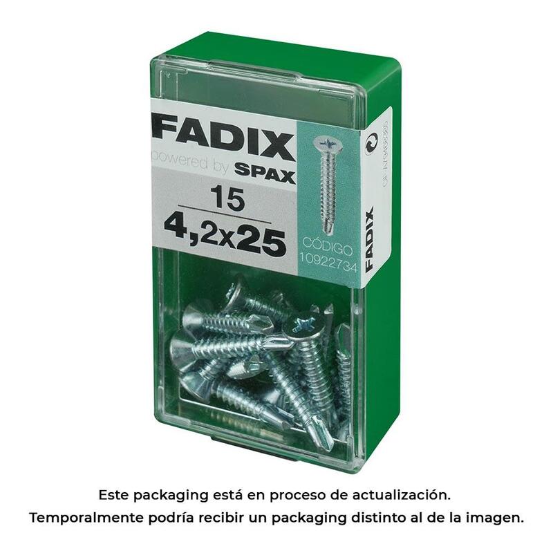 Pack De 5 Unidades - Caja S 15 Unid. Tornillo Rosca Chapa Cp Autot. Cinc 4,2x25mm Fadix