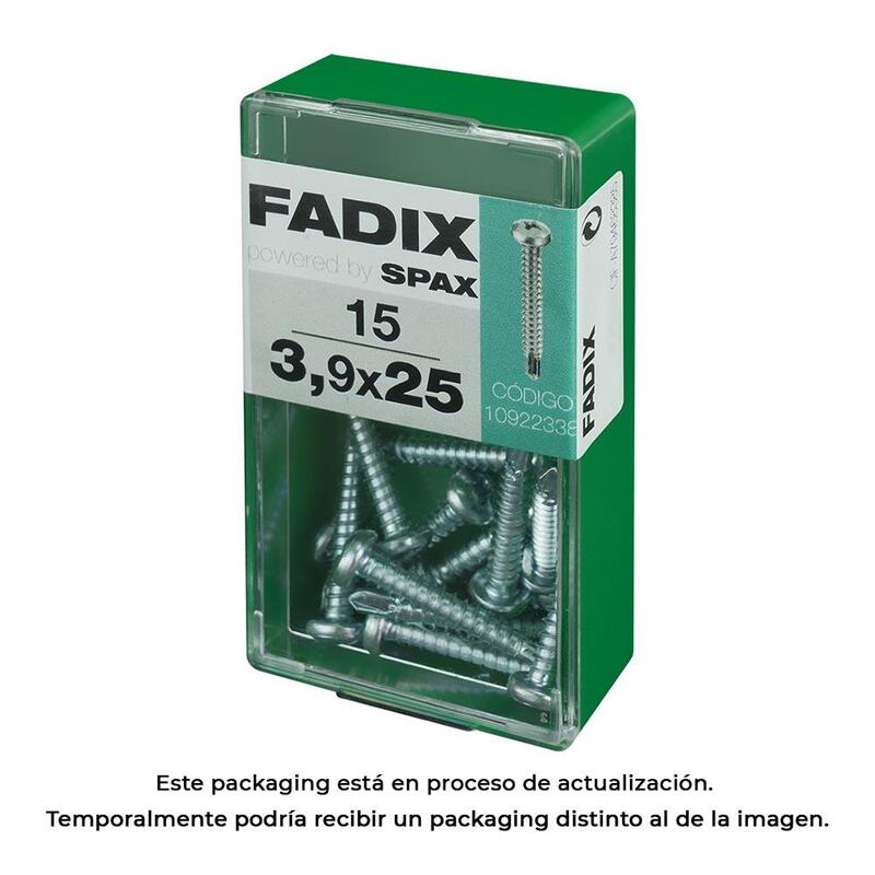 Pack De 5 Unidades - Caja S 15 Unid. Tornillo Rosca Chapa Cr Autot. 3,9x25mm Fadix