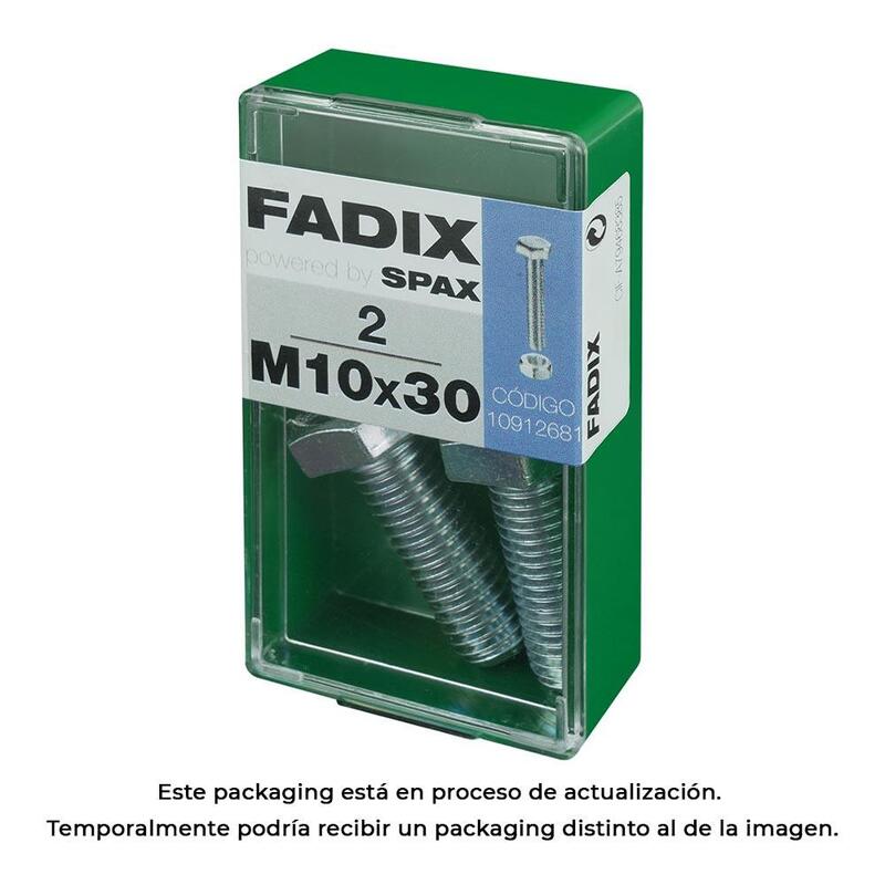 Pack De 5 Unidades - Caja S 2 Unid. Tornillo Metrica Cab Hex+Tuerca Cinc M 10x30mm Fadix