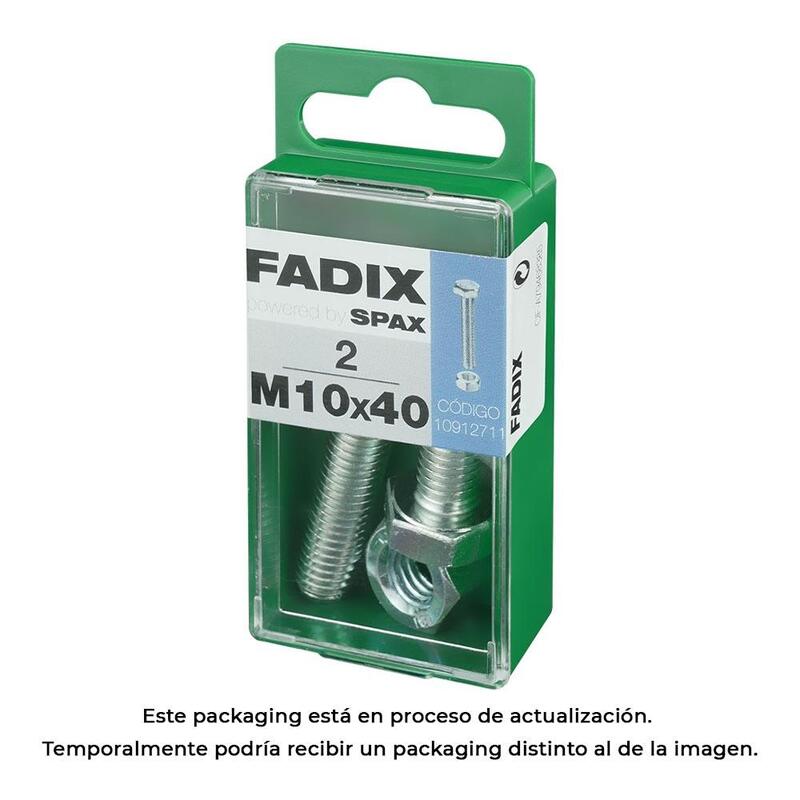 Pack De 5 Unidades - Caja S 2 Unid. Tornillo Metrica Cab Hex+Tuerca Cinc M 10x40mm Fadix