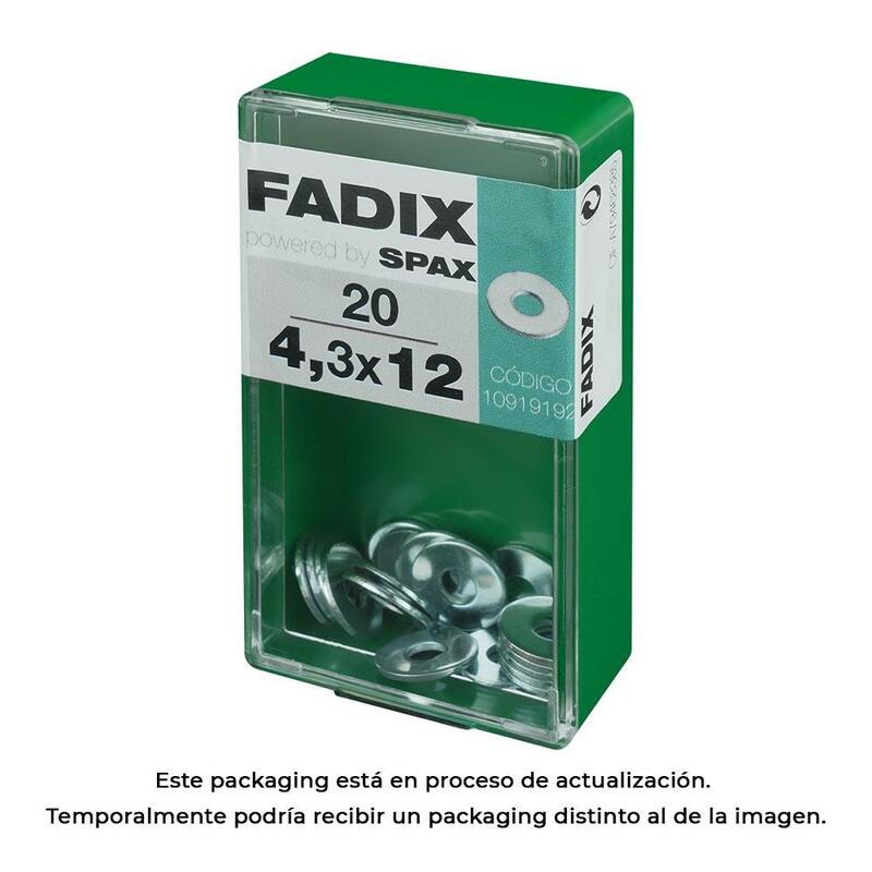Pack De 5 Unidades - Caja S 20 Unid. Arandela Plana Ancha Cinc 4,3x12mm Fadix