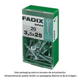 Pack De 5 Unidades - Caja S 20 Unid. Tornillo Rosca Chapa Cp Autot. Cinc 3,5x25mm Fadix