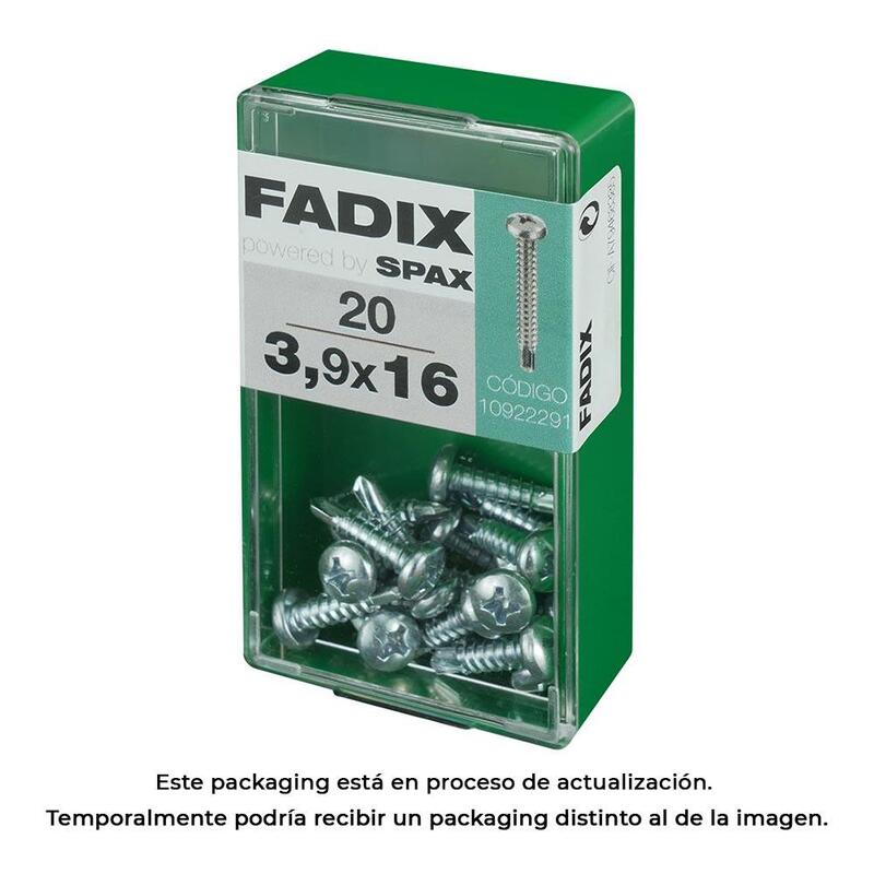 Pack De 5 Unidades - Caja S 20 Unid. Tornillo Rosca Chapa Cr Autot. 3,9x16mm Fadix