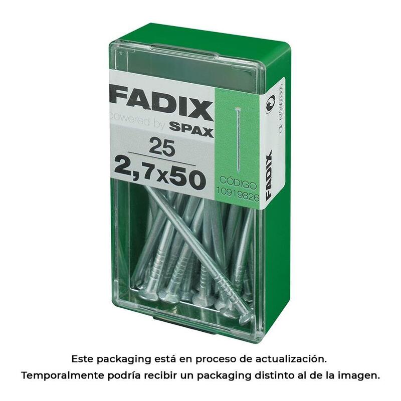 Pack De 5 Unidades - Caja S 25 Unid. Clavo Cp Acero 2,7x50mm Fadix