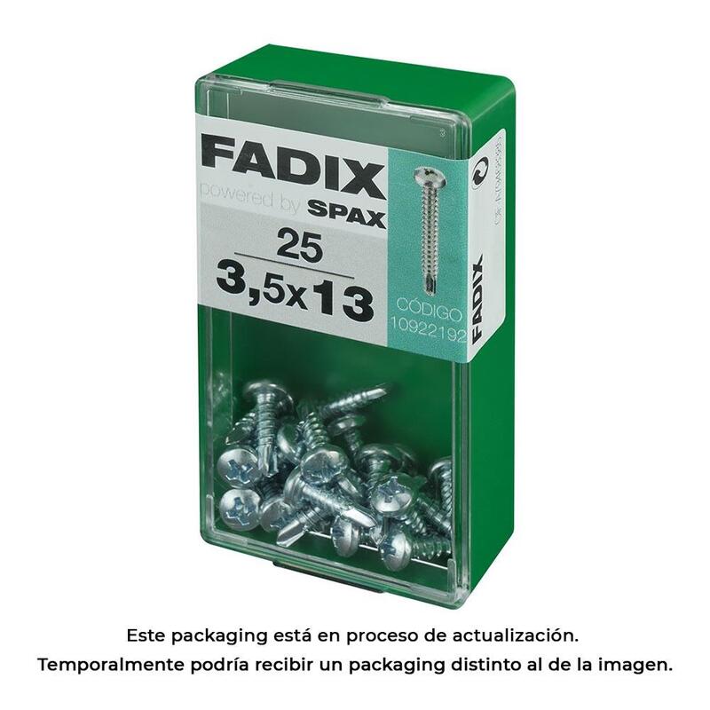 Pack De 5 Unidades - Caja S 25 Unid. Tornillo Rosca Chapa Cr Autot. 3,5x13mm Fadix
