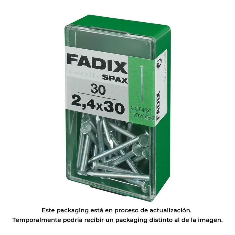 Pack De 5 Unidades - Caja S 30 Unid. Clavo Cp Acero 2,4x30mm Fadix