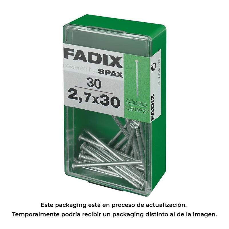 Pack De 5 Unidades - Caja S 30 Unid. Clavo Cp Acero 2,7x30mm Fadix