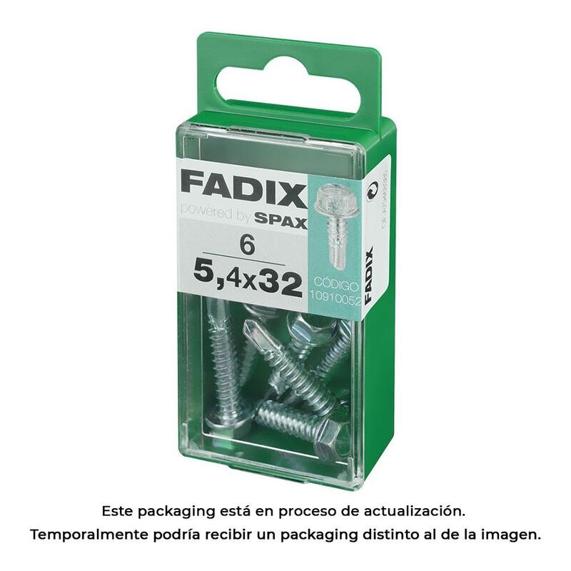Pack De 5 Unidades - Caja S 6 Unid. Tornillo Rosca Chapa Hexagonal Autot. 5,4x32mm Fadix