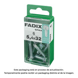 Pack De 5 Unidades - Caja S 6 Unid. Tornillo Rosca Chapa Hexagonal Autot. 5,4x32mm Fadix