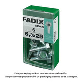 Pack De 5 Unidades - Caja S 6 Unid. Tornillo Rosca Chapa Hexagonal Autot. 6,3x25mm Fadix