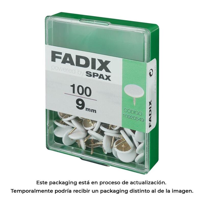Pack De 5 Unidades - Chincheta Plana Blanca 9 Mm, Caja 100 Uds