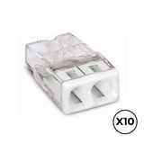 Pack De 5 Unidades - Conector Rápido 2 Conductores Rígidos, Ø Maximo 2,5 Mm², Transparente / Blanca. Contiene 10 Unidades