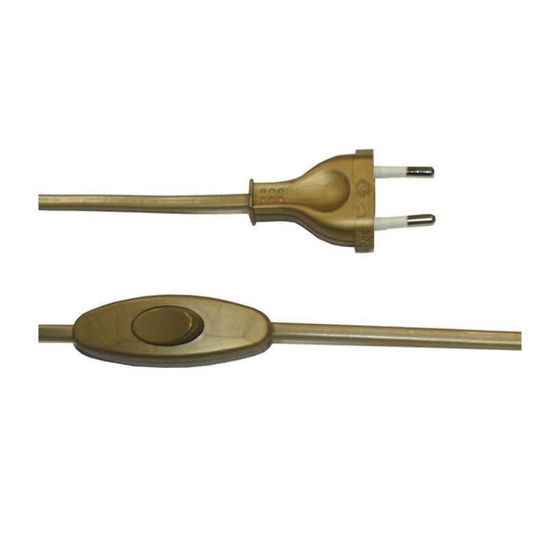 Pack De 5 Unidades - Conexion Con Interruptor 3a 1,5m 2x0,75mm Manguera Plana Dorado Edm