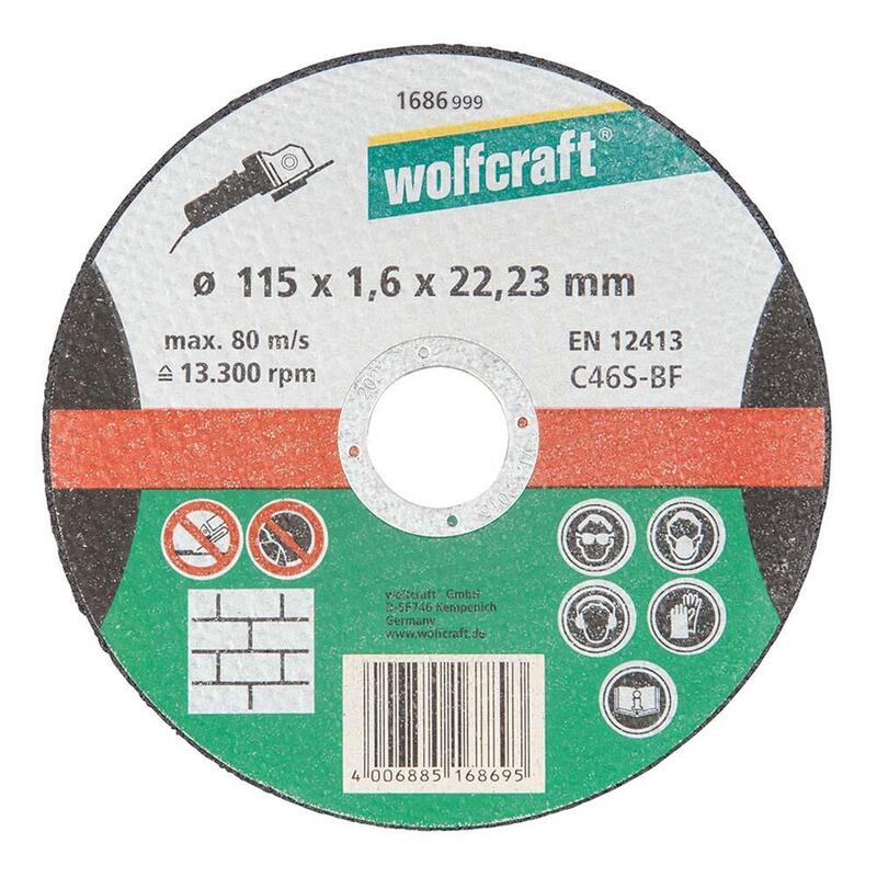 Pack De 5 Unidades - Disco De Corte De Precisión Para Piedra Ø115x1,6x22,23mm. 1686999 Wolfcraft