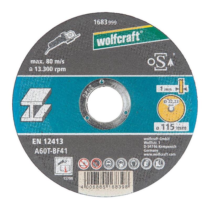 Pack De 5 Unidades - Disco De Corte Para Metal Ø115x1,0x22,23mm. 1683999 Wolfcraft