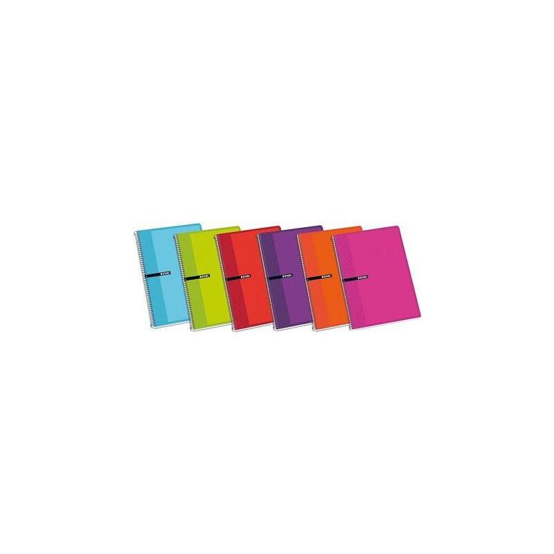 Pack De 5 Unidades Enri Cuaderno Espiral 80 Hojas 4x4 Con Margen Tapas Duras 4º Colores