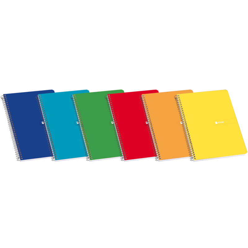 Pack De 5 Unidades Enri Fº Tapa Dura Cuaderno Espiral 3x3 Con Margen - 80 Hojas - Tapa Dura Resistente - Cuadriculado