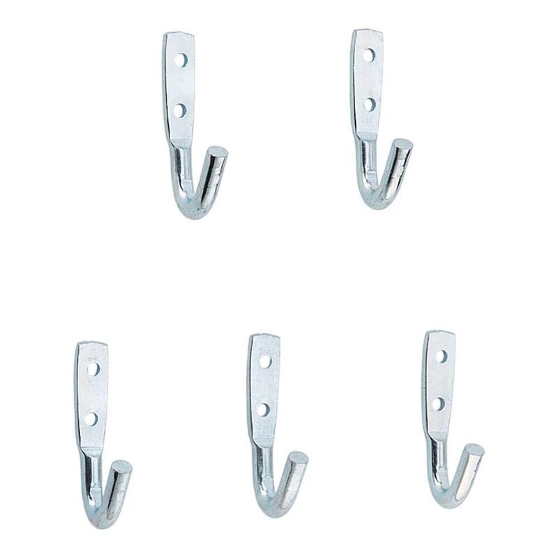 Pack De 5 Unidades - Gancho De Acero Con Acabado Zincado, Ø 8 Mm, 3 X 7 Cm, Blister De 5 Uds