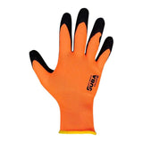 Pack De 5 Unidades - Guante Poliéster Con Palma Látex Rugoso, Keep Safe, Naranja Y Negro, T-8 M