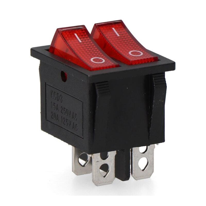Pack De 5 Unidades - Interruptor Doble Luminoso Empotrado On/Off 15a 4 Patillas