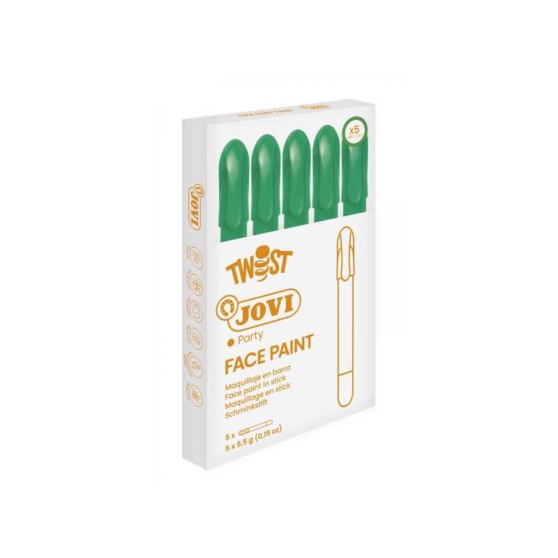 Pack De 5 Unidades Jovi Twist Stick De Pintura De Cara - Hipoalergenico - Base Agua - Facil Aplicacion - Gran Cubricion