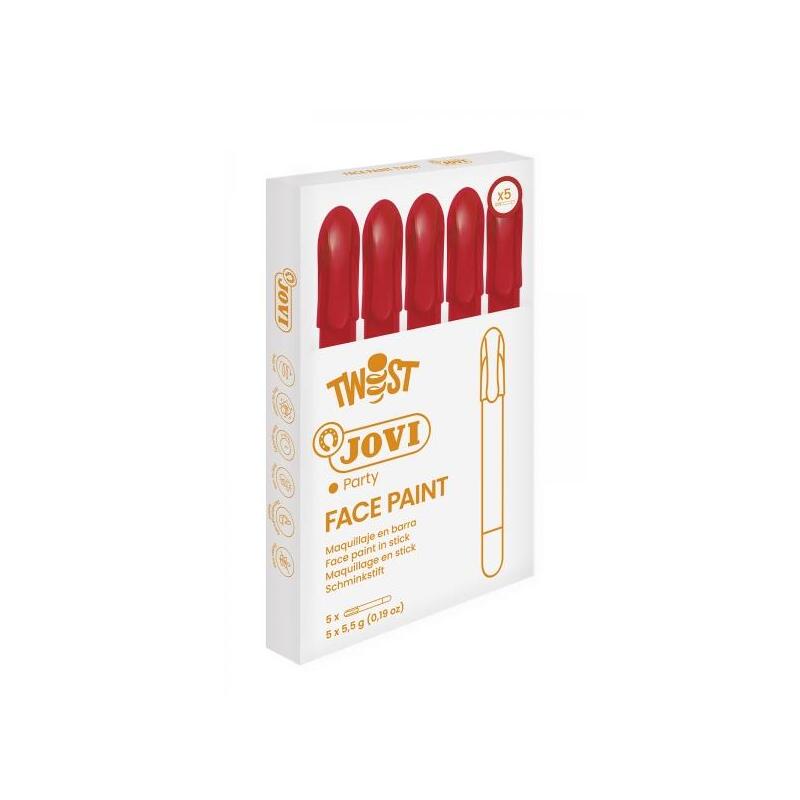 Pack De 5 Unidades Jovi Twist Stick De Pintura De Cara - Hipoalergenico - Base Agua - Facil De Aplicar Y Retirar - Gran