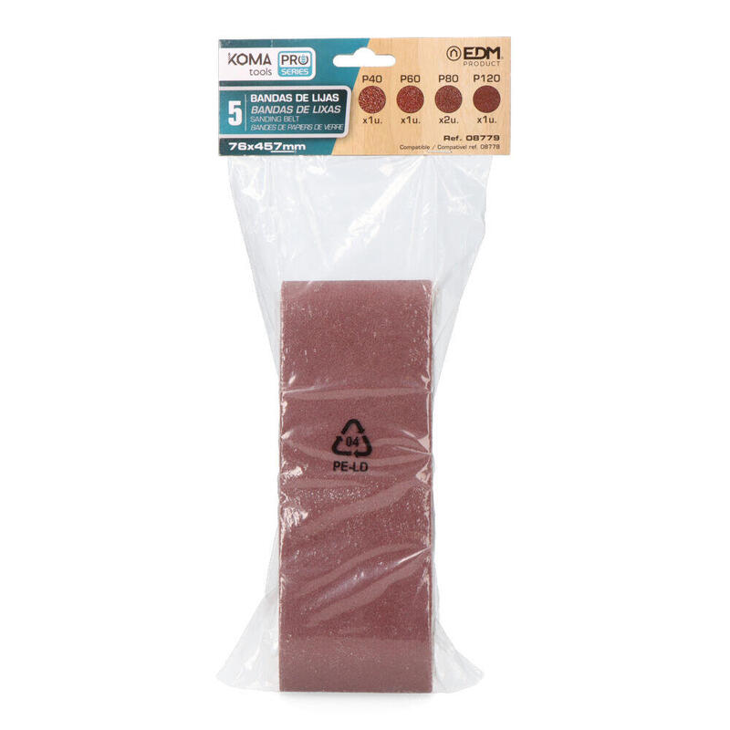 Pack De 5 Unidades - Kit 5 Lijas Para Lijadora De Banda 08778 Koma Tools Pro Series Battery