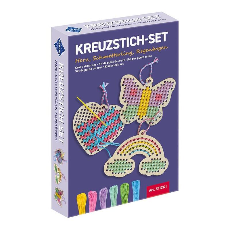 Pack De 5 Unidades - Kit De Bordado Infantil Mariposa, Arcoíris Y Corazón