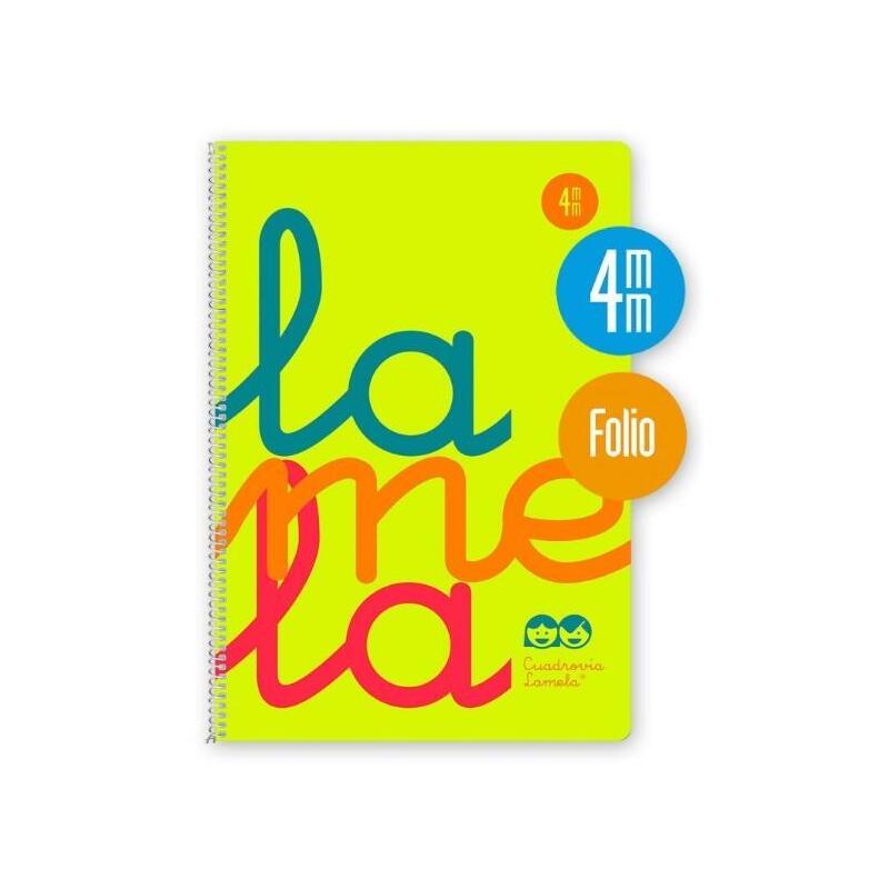Pack De 5 Unidades Lamela Cuaderno Espiral 80h Folio 90gr Cuadrícula 4mm C/ Margen Cubierta Pp Amarillo